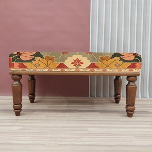 Fall color bench, Flower print bench, Nomadic bench, Piano chair, Ottoman mid table, Artistic bench, Hallway shoe bench, Chic decor, RSB 255