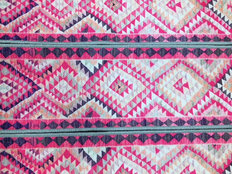 stairs runner rug, pink rug for stairs, retro rug, herki rug print, ikat rug, aesthetic rug, boho decor rug, pastel rug, steps rug, RS 70