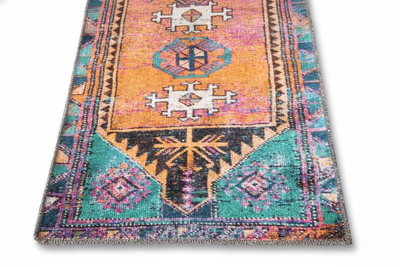 Ethnic Rug, Turkish Cotton Rug, Gothic Rug, Chenille Cotton Rug, Bathroom Rug, Long Size Rug, Non-Slip, Machine Washable, Traditional Rug