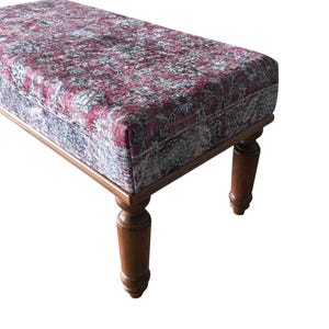 Oushak rug pattern bench, Piano bench, Handmade ottoman, Decorative bench, Entry bench, Shoe bench, End of bed bench, Rustic bench, RSB 57