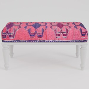Pink makeup chair, Chic outdoor bench, Ottoman vanity stool, Handmade bench, Decorative pouf, Scandinavian stool, Bedroom soft bench, RSB 99