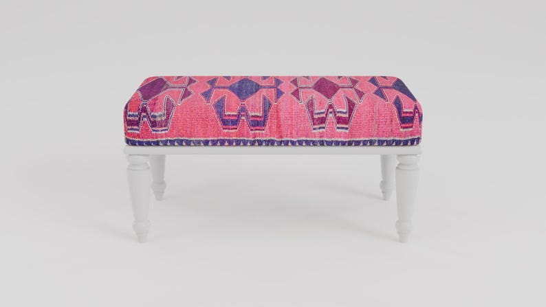 Pink makeup chair, Chic outdoor bench, Ottoman vanity stool, Handmade bench, Decorative pouf, Scandinavian stool, Bedroom soft bench, RSB 99