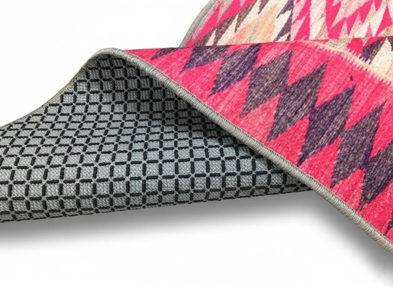 stairs runner rug, pink rug for stairs, retro rug, herki rug print, ikat rug, aesthetic rug, boho decor rug, pastel rug, steps rug, RS 70