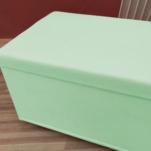 Mint green storage, Cottagecore bench, Calming home decor, Minimalist seating, Functional storage, Relaxing home accent, RS fabric 35