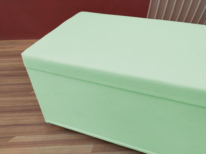 Mint green storage, Cottagecore bench, Calming home decor, Minimalist seating, Functional storage, Relaxing home accent, RS fabric 35
