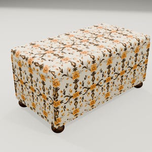 Cute flower bench, Upholstered truck, Traditional bench, Storage ottoman bench, Unique gift, Stylish bench, Artwork bedroom bench RS 236