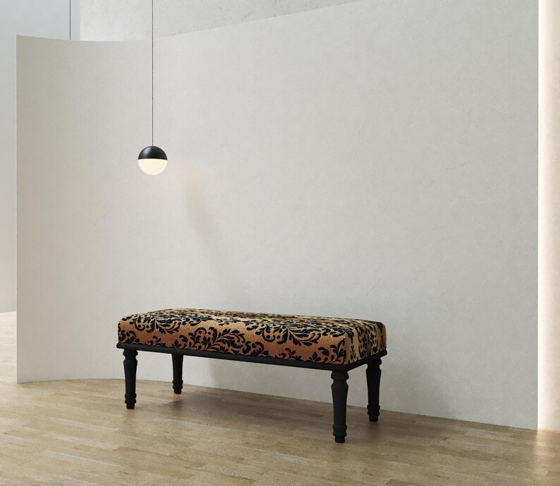 Unique home decor, Baroque furniture, Modern shoe bench, Saloon side table, End of bed bench, Ottoman piano bench, Regular footrest, RSB 393