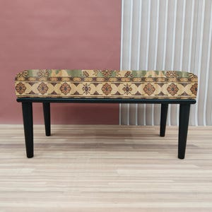 Yellow vintage bench, Industrial bench, Eclectic bench, Foyer hall bench, Rustic mid table, Durable seating, Strong shoe bench, RSB 275