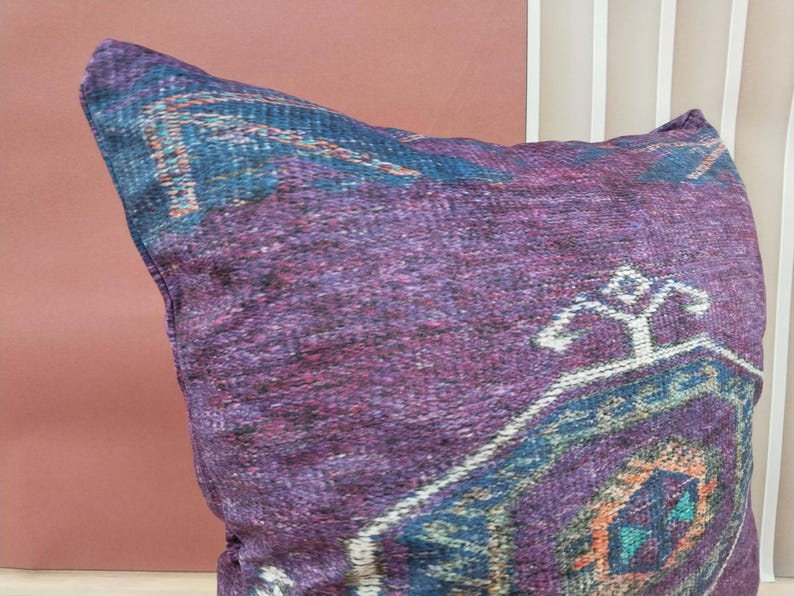 boho pillow cover, fabric cushion, couch pillow, purple pillow, decorative pillow, toss pillow, washable pillow, farmhouse pillow, RS 83