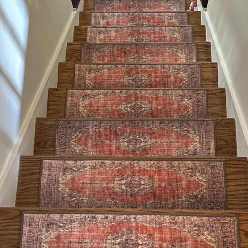 Stair Runner Rug Pattern Blue and Burgundy Stair Runner - Etsy Canada