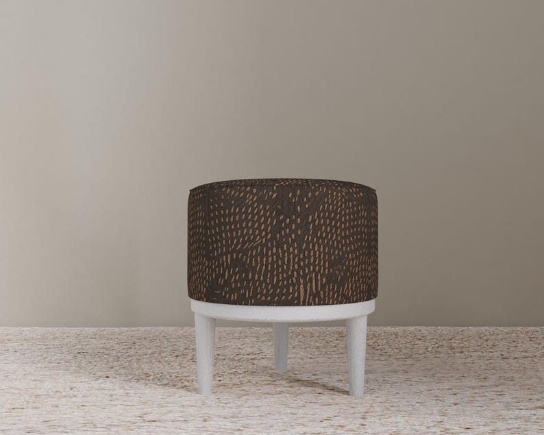 Gothic footstool, Handmade pouf stool, Modern hallway seat, Round shoe bench, Designer furniture, Solid wood chair, Bath organizer, RS 479
