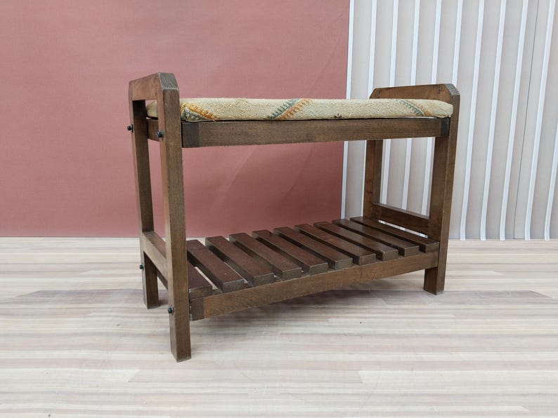 Vintage shoe bench, Rustic organizer, Ottoman with shelf, Entryway storage, Mudroom decor, Footwear bench, Handmade stool, RS Stepstool 64