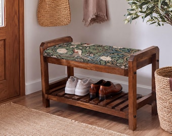 Forest Green Morris Peacock Shoe Storage Cabinet | Hallway Bench