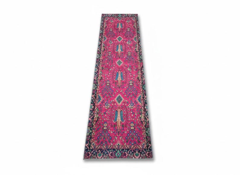 Pink Rug, Handknotted Rug, Blue Rug, Indoor Non-Slip Rug, Bohemian Rug, Chenille Cotton Rug, Polyester Rug, Modern Rug, Washable Rug