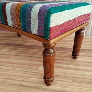 woven bench, telephone bench, keyboard bench, vintage kilim bench, handmade bench, shoe bench, classic bench, boho bench, 18x18x36, RSV 56