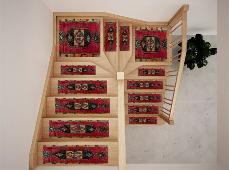 halkfri trappmatta, lantlig matta, etnisk matta, trappstegsmatta, trappstegslager, miljövänlig matta, tvättbar matta, dekorativ löpare, RS959-0 bild 8