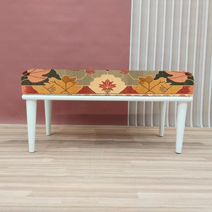 Fall color bench, Flower print bench, Nomadic bench, Piano chair, Ottoman mid table, Artistic bench, Hallway shoe bench, Chic decor, RSB 255