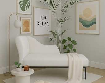 Modern long chair, Minimalist daybed, White wedding decor, Bedroom chaise, Lounging chaise, Elegant seating, Gift for wife, Winged bench
