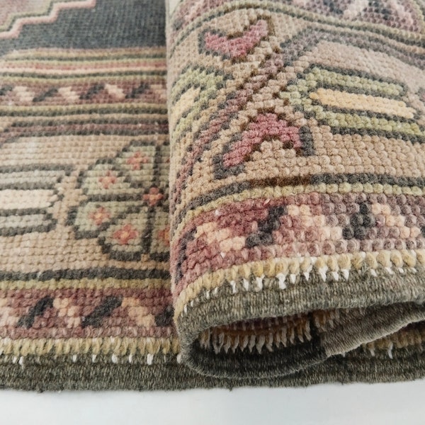vintage oushak rug, primitive rug, mudroom rug, anatolian rug, bathroom rug, handmade rug, turkish rug, 3.4 x 6.5 ft, tribal rug, RS 1123