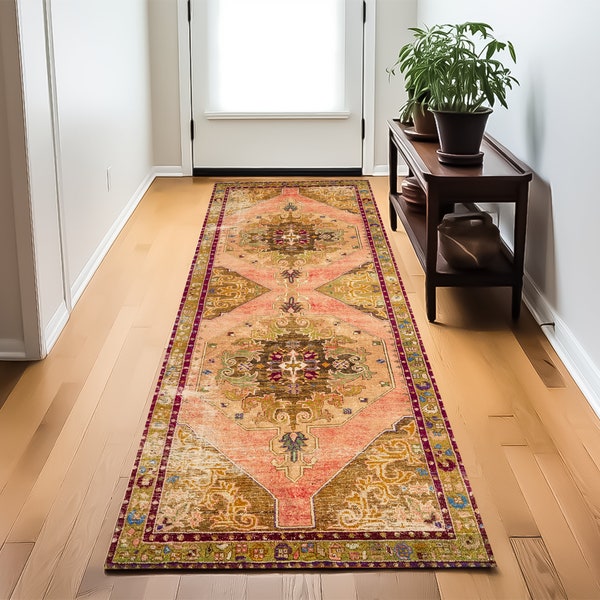 Entry Rug, Hallway Rug, Modern Non-Slip Rug, Oushak Rug, Chenille Cotton Rug, Bathroom Rug, Kitchen Rug, Machine Washable, Traditional Rug