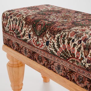 Tribal patterns stool, Floral print rug bench, Ottoman pouf, Oriental foot rest, Footstool for couch, Shoe rack, 9x18x14, RSB 9x18 755-00