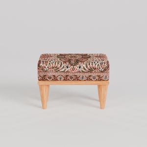 Tribal patterns stool, Floral print rug bench, Ottoman pouf, Oriental foot rest, Footstool for couch, Shoe rack, 9x18x14, RSB 9x18 755-00