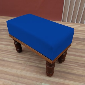 Banco de porche, Taburete nómada, Muebles premium, Banco azul rey, Reposapiés para sala de TV, Banco personalizado, Tapicería de tocador, Tela RSB 19 de 23 x 45 x 35 cm