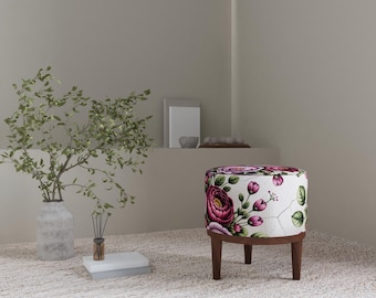 Blushy pink pouf, Kitchen table bench, Vanity round stool, Stylish pouf stool, Bedroom pouf, Handmade furniture, Decorative chair, RS 473