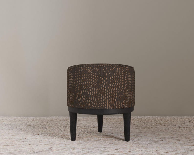 Gothic footstool, Handmade pouf stool, Modern hallway seat, Round shoe bench, Designer furniture, Solid wood chair, Bath organizer, RS 479