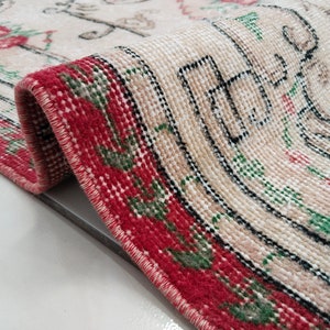 handmade oushak rug, floral rug, accent rug, vintage turkish rug, boho decor rug, antique rug, bedroom rug, floor rug, 3.8x6.5 ft RS 294