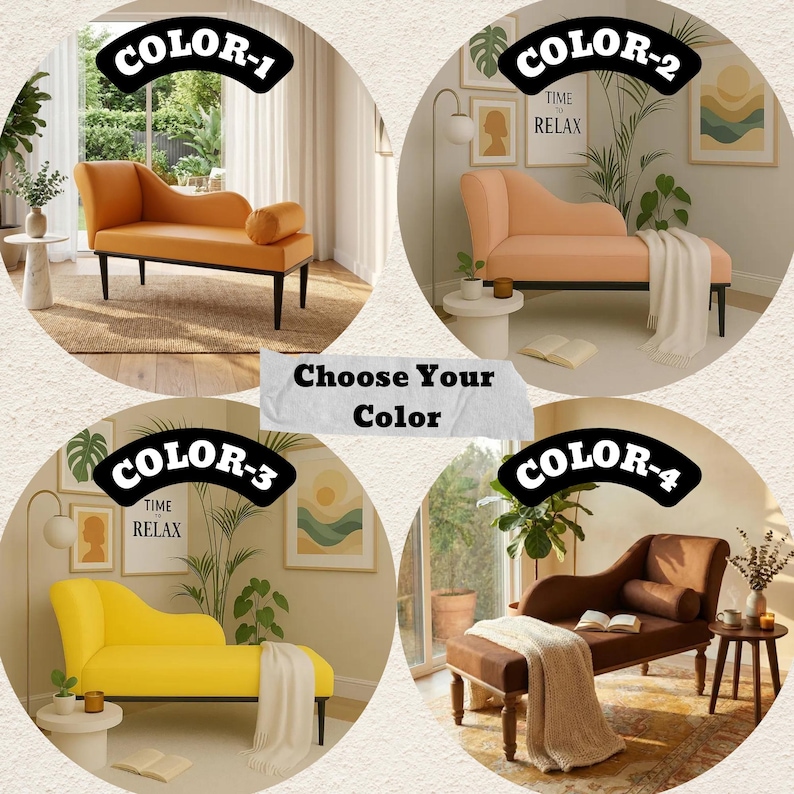 Soft cushioned bench, Chaise lounge chair, Special event lounge, Summer style decor, Bench with backrest, Fainting couch, Sunset orange seat