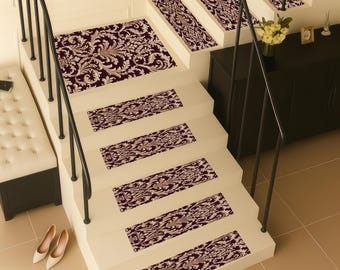 eclectic stair tread, chic step rug, rustic mudroom mat, oriental runner, farmhouse step rug, stylish tread cover, cozy entry rug, RS 437