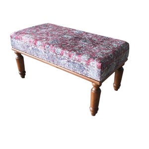 Oushak rug pattern bench, Piano bench, Handmade ottoman, Decorative bench, Entry bench, Shoe bench, End of bed bench, Rustic bench, RSB 57
