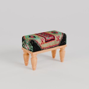 Eclectic home decor, Classic ottoman stool, Home accent bench, Artistic ottoman, Vibrant footstool, Handmade stool, 9x18x14, RSB 9x18 938-00