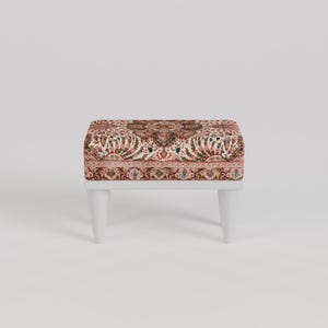 Tribal patterns stool, Floral print rug bench, Ottoman pouf, Oriental foot rest, Footstool for couch, Shoe rack, 9x18x14, RSB 9x18 755-00