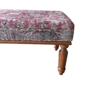 Oushak rug pattern bench, Piano bench, Handmade ottoman, Decorative bench, Entry bench, Shoe bench, End of bed bench, Rustic bench, RSB 57