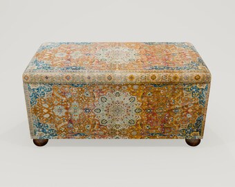 Oriental design bench, Heartwarming gift, Bench for doorway, Kitchen storage, Primitive bench, End of bed bench, Ottoman storage, RS 1659-2