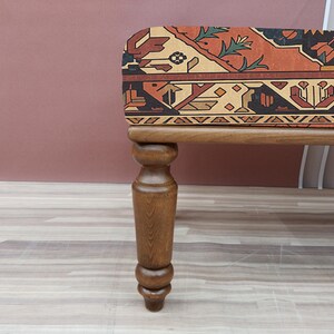 Coral red bench, Vintage design pouf, Entryway shoe bench, Small rustic bench, Mudroom decor, Gift for grandma, Bedroom pouf, RSB 279