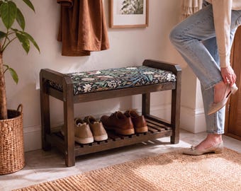 Forest Green Morris Peacock Shoe Storage Cabinet | Hallway Bench