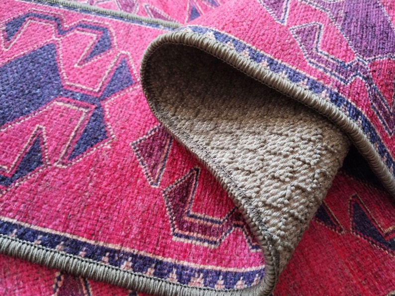 soft stair rug, handmade runner rug, stair mat rug, non slip step mat, vintage print, eco friendly rug, bohemian rug, mini oushak rug, RS 99