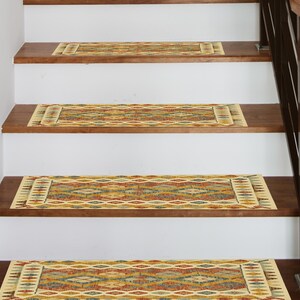 artistic rug decor, summer vibe mat, cozy stair rug, premium print rug, orange home decor, cute runner rug, soft stair mats, RS 300