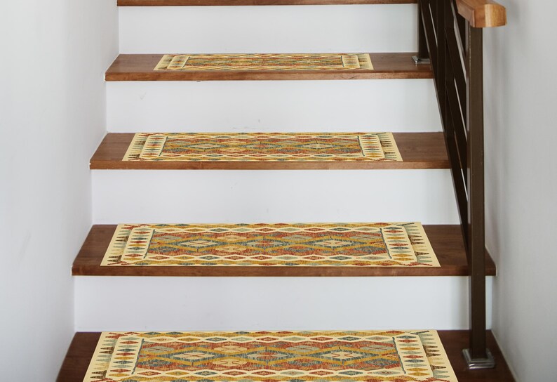 artistic rug decor, summer vibe mat, cozy stair rug, premium print rug, orange home decor, cute runner rug, soft stair mats, RS 300