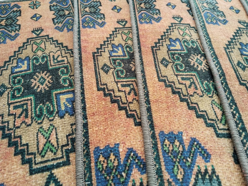 stair tread runner, oushak runner rug, retro rug, washable rug, stairway rug, handmade runner, boho decor rug, staircases step mat, RS 129