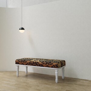 Unique home decor, Baroque furniture, Modern shoe bench, Saloon side table, End of bed bench, Ottoman piano bench, Regular footrest, RSB 393