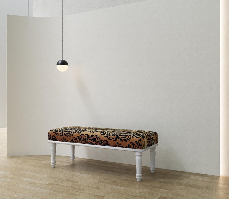 Unique home decor, Baroque furniture, Modern shoe bench, Saloon side table, End of bed bench, Ottoman piano bench, Regular footrest, RSB 393