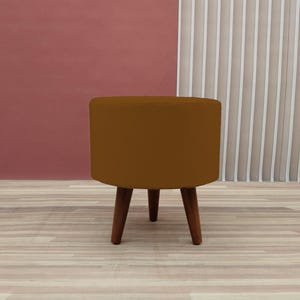 Chocolate brown pouf, Round ottoman bench, Shoe footstool, Dining table chair, Elegant furniture, Bohemian stool, Cozy seating, RS fabric 30