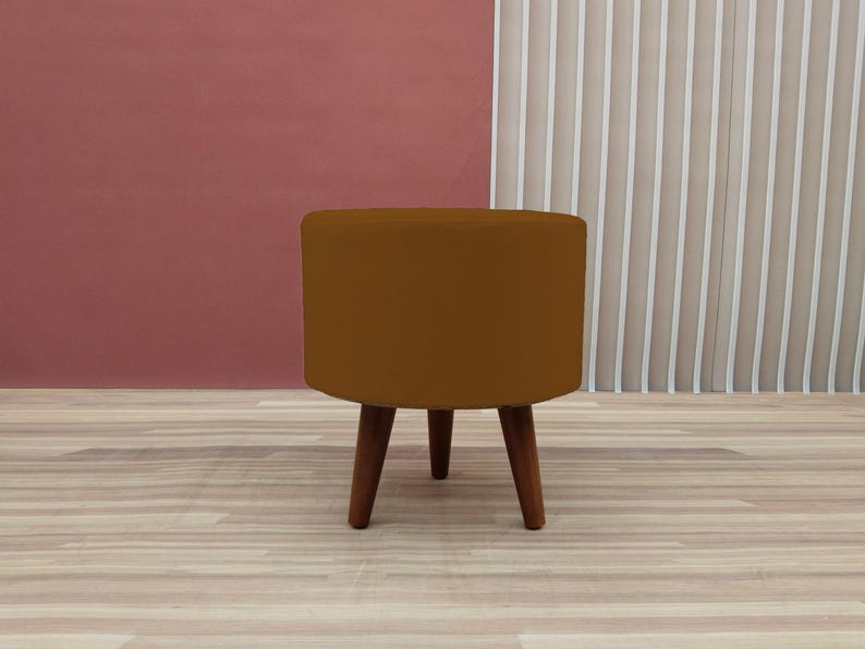 Chocolate brown pouf, Round ottoman bench, Shoe footstool, Dining table chair, Elegant furniture, Bohemian stool, Cozy seating, RS fabric 30