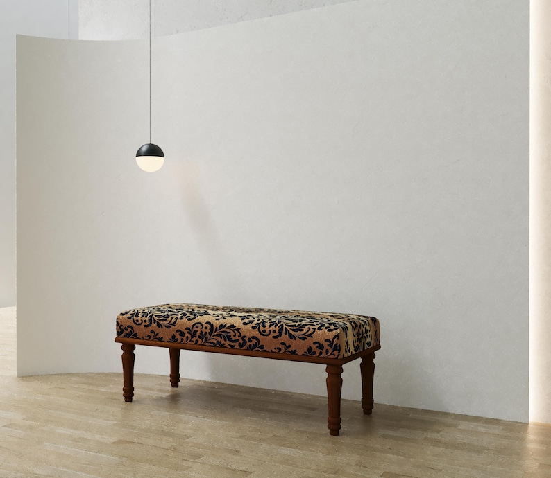 Unique home decor, Baroque furniture, Modern shoe bench, Saloon side table, End of bed bench, Ottoman piano bench, Regular footrest, RSB 393