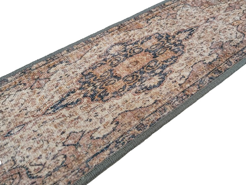 machine washable rug, stair treads mat, bohemian rug, easy to clean rug, washable runner rug, non slip rug, anti-slip stair rug, RS 446-0
