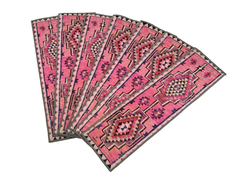 stair protector, pink runner rug, oriental rug, stair treads rug, non slip rug, ethnic rug, stair treads runner, soft runner, boho rug, RS66